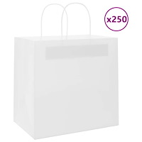 vidaXL Papperspåsar 250 st med handtag vit 26x17x25 cm