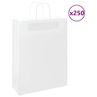vidaXL Papperspåsar 250 st med handtag vit 32x12x42 cm
