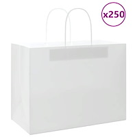 vidaXL Papperspåsar 250 st med handtag vit 32x17x25 cm