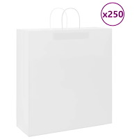 vidaXL Papperspåsar 250 st med handtag vit 45x17x48 cm
