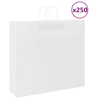 vidaXL Papperspåsar 250 st med handtag vit 54x15x49 cm