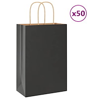vidaXL Papperspåsar 50 st med handtag svart 21x11x31 cm