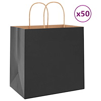 vidaXL Papperspåsar 50 st med handtag svart 26x17x25 cm