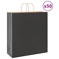 vidaXL Papperspåsar 50 st med handtag svart 45x17x48 cm