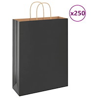 vidaXL Papperspåsar 250 st med handtag svart 32x12x42 cm