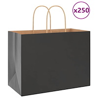 vidaXL Papperspåsar 250 st med handtag svart 32x17x25 cm