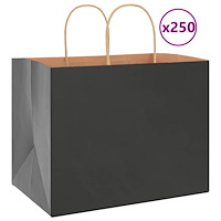 vidaXL Papperspåsar 250 st med handtag svart 32x22x24 cm