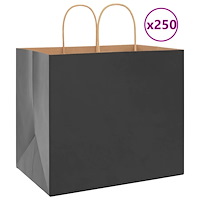 vidaXL Papperspåsar 250 st med handtag svart 32x22x28 cm