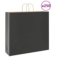 vidaXL Papperspåsar 250 st med handtag svart 54x15x49 cm