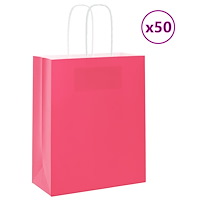 vidaXL Papperspåsar 50 st med handtag rosa 18x8x22 cm