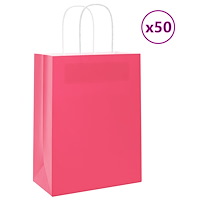 vidaXL Papperspåsar 50 st med handtag rosa 21x11x28 cm