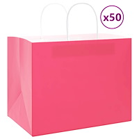 vidaXL Papperspåsar 50 st med handtag rosa 32x22x24 cm