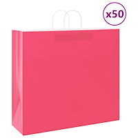vidaXL Papperspåsar 50 st med handtag rosa 54x15x49 cm