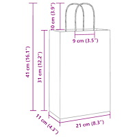 vidaXL Papperspåsar 250 st med handtag rosa 21x11x31 cm