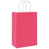 vidaXL Papperspåsar 250 st med handtag rosa 21x11x31 cm