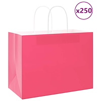 vidaXL Papperspåsar 250 st med handtag rosa 32x17x25 cm