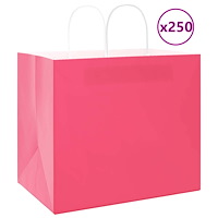 vidaXL Papperspåsar 250 st med handtag rosa 32x22x28 cm
