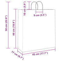 vidaXL Papperspåsar 250 st med handtag rosa 45x17x48 cm