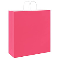 vidaXL Papperspåsar 250 st med handtag rosa 45x17x48 cm