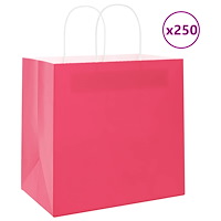 vidaXL Papperspåsar 250 st med handtag rosa 54x15x49 cm