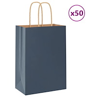vidaXL Papperspåsar 50 st med handtag blå 15x8x21 cm