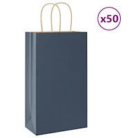 vidaXL Papperspåsar 50 st med handtag blå 21x11x36 cm