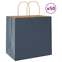 vidaXL Papperspåsar 50 st med handtag blå 26x17x25 cm