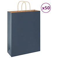 vidaXL Papperspåsar 50 st med handtag blå 32x12x42 cm