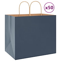 vidaXL Papperspåsar 50 st med handtag blå 32x22x28 cm
