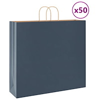 vidaXL Papperspåsar 50 st med handtag blå 54x15x49 cm