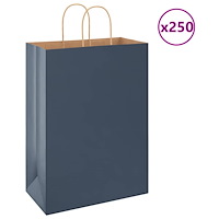 vidaXL Papperspåsar 250 st med handtag blå 32x17x44 cm