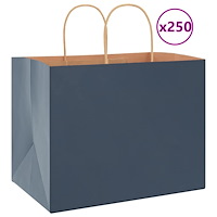 vidaXL Papperspåsar 250 st med handtag blå 32x22x24 cm