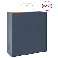 vidaXL Papperspåsar 250 st med handtag blå 45x17x48 cm