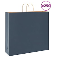 vidaXL Papperspåsar 250 st med handtag blå 54x15x49 cm
