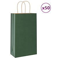 vidaXL Papperspåsar 50 st med handtag grön 21x11x36 cm