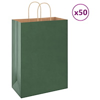 vidaXL Papperspåsar 50 st med handtag grön 32x17x44 cm