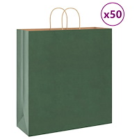 vidaXL Papperspåsar 50 st med handtag grön 45x17x48 cm