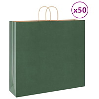 vidaXL Papperspåsar 50 st med handtag grön 54x15x49 cm