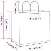 vidaXL Papperspåsar 250 st med handtag grön 32x22x28 cm