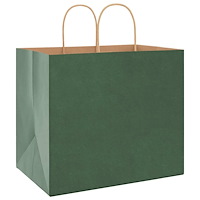 vidaXL Papperspåsar 250 st med handtag grön 32x22x28 cm