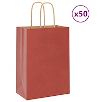 vidaXL Papperspåsar 50 st med handtag röd 15x8x21 cm