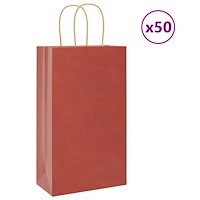 vidaXL Papperspåsar 50 st med handtag röd 21x11x36 cm