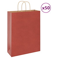 vidaXL Papperspåsar 50 st med handtag röd 32x12x42 cm