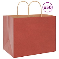 vidaXL Papperspåsar 50 st med handtag röd 32x22x24 cm