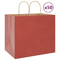 vidaXL Papperspåsar 50 st med handtag röd 32x22x28 cm