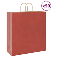 vidaXL Papperspåsar 50 st med handtag röd 45x17x48 cm