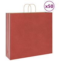 vidaXL Papperspåsar 50 st med handtag röd 54x15x49 cm