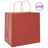 vidaXL Papperspåsar 250 st med handtag röd 26x17x25 cm