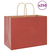 vidaXL Papperspåsar 250 st med handtag röd 32x17x25 cm