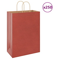 vidaXL Papperspåsar 250 st med handtag röd 32x17x44 cm